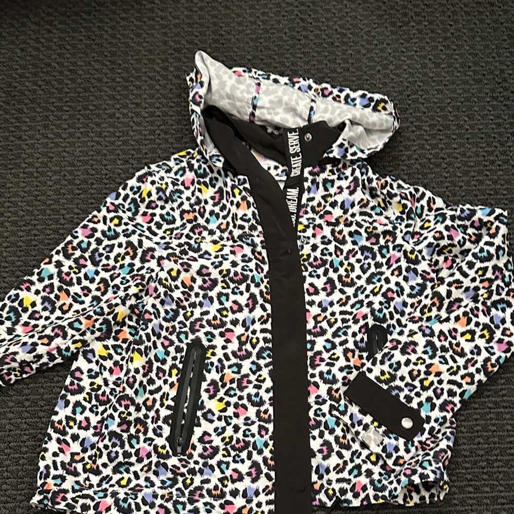 LuLaRoe Multicolor Leopard Print hooded windbreaker